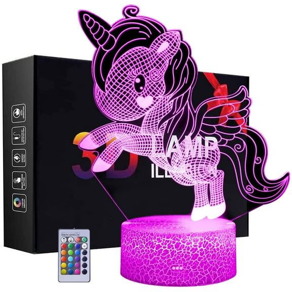YSITIAN LED Unicorn Night Light,3D Illusion Lamp Unicorn Gift Lights with Remote Controller I1116-343