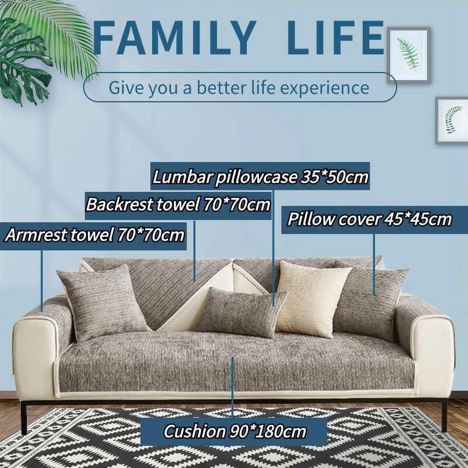 Fuzzy Sofa Cover Couch Cover, Towel Mattress Protector Furniture Protector Washable Anti-Slip Sofa Cover