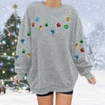 thumbnail image 2 of Fiaer Christmas Women Sweatshirts Trendy Lights Decor Relaxed Fit Pullover Fall Crew Neck Long Sleeve Plus Size Tops Light Gray L, 2 of 4