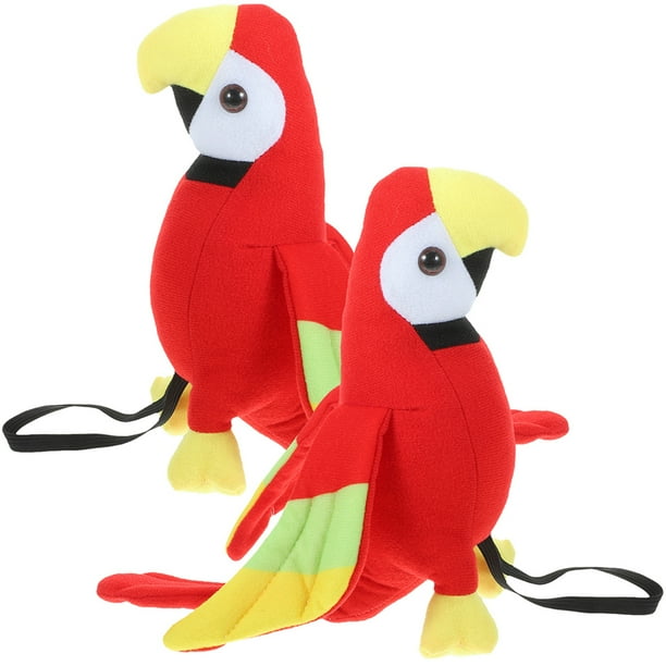 PTOOTP 2 piezas de loro de peluche en el hombro para niños, juguete de loro de peluche de dibujos animados, disfraz de pirata, suministros para fiesta