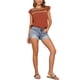 thumbnail image 2 of Blusa bohemia de cuello redondo con mangas acampanadas y estampado geométrico para mujer INSPIRE CHIC, casual de verano, talla XS, color naranja, 2 of 6