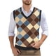 thumbnail image 1 of Camiseta sin mangas con cuello en V para hombre, estilo informal, con estampado vintage, permeable al trabajo y cuello en V., 1 of 5