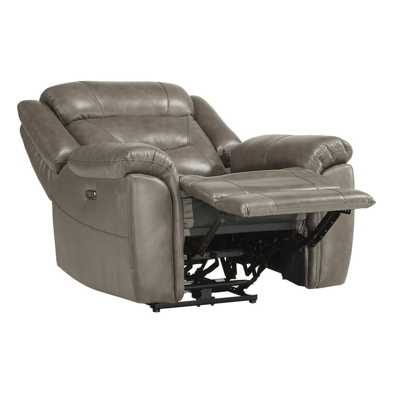 OakvillePark Keller Leather Upholstered Power Reclining Chair Brownish Gray
