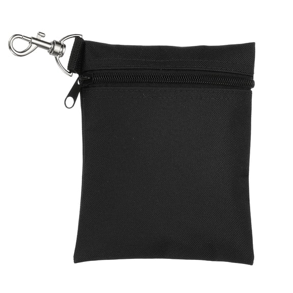 Uxcell Golf Tee Pouch 5.5" x 6.7" Professional Zipper Golf Tee Bag with Metal Lobster Claw Clip Black