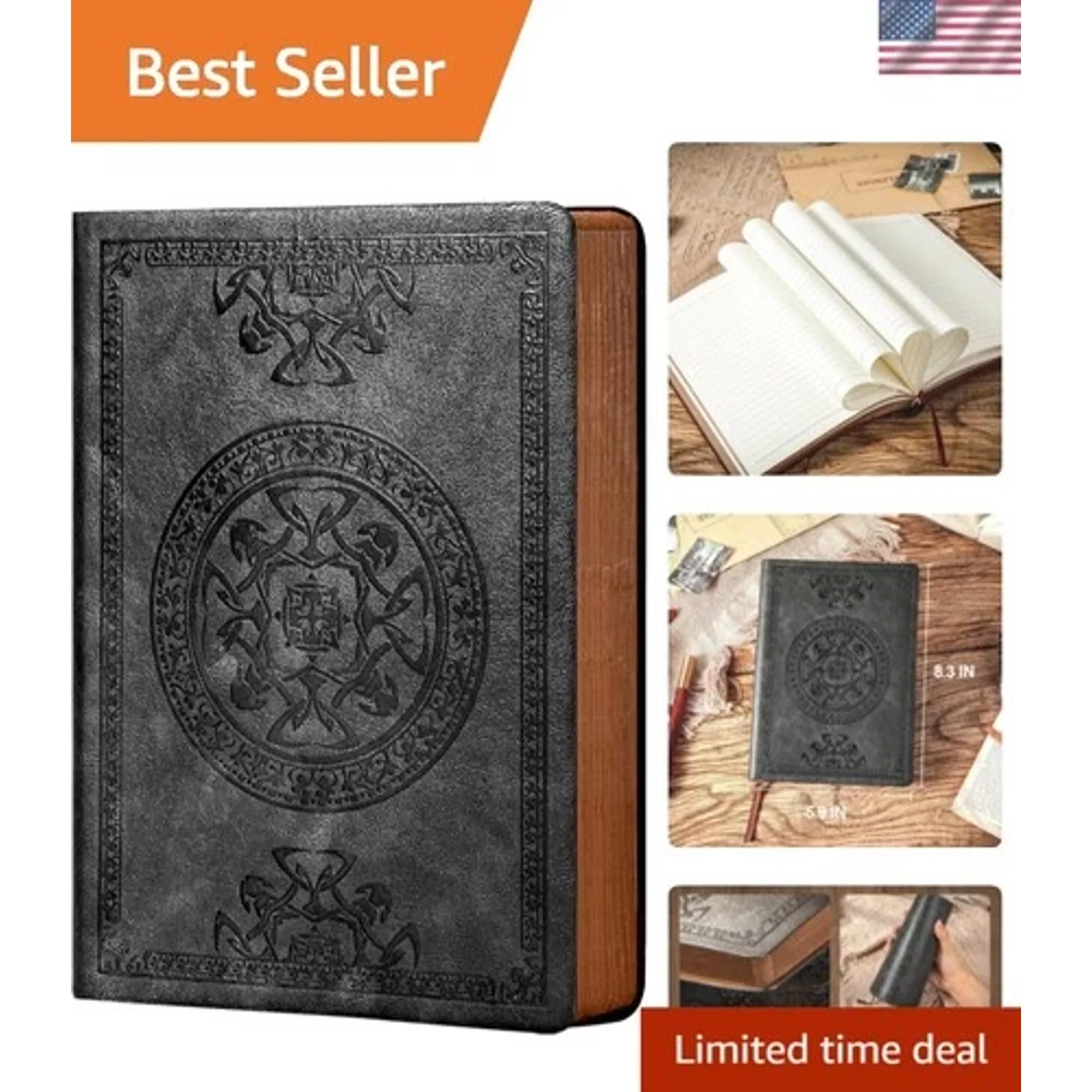 Lined Journal for Men Soft Cover Notebook Leather Journals for Writing, 180 L...