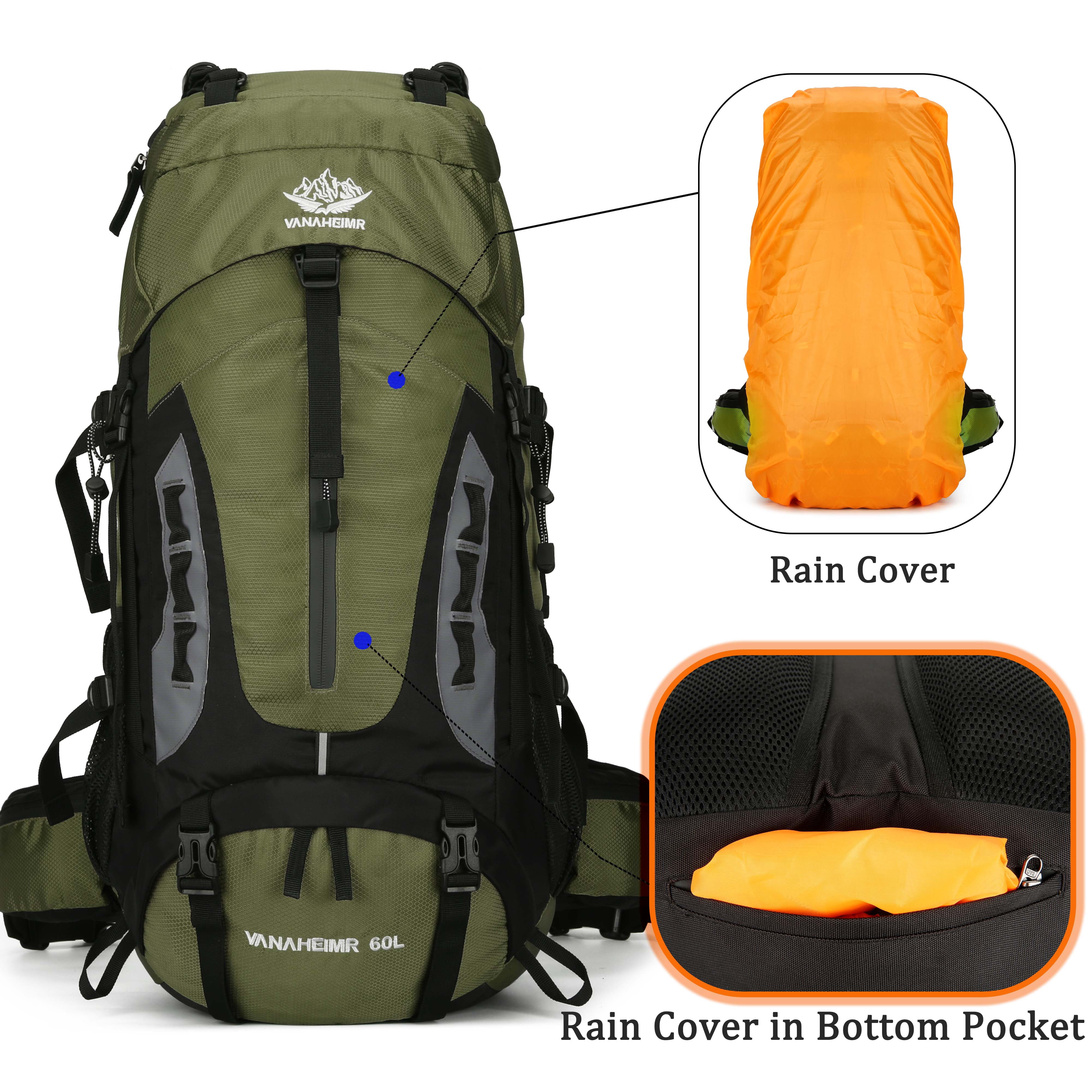 60L Travel Hiking Camping Backpack with Rain Cover,Backpack Water Resistant,Traveling Backpack for Men Women