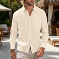 thumbnail image 6 of Thousandth Men Linen Long Sleeve Button Down Shirt Casual Plus Size Loose Fit Shirt Lightweight Tops Outdoor Work Shirts for Men, 6 of 8
