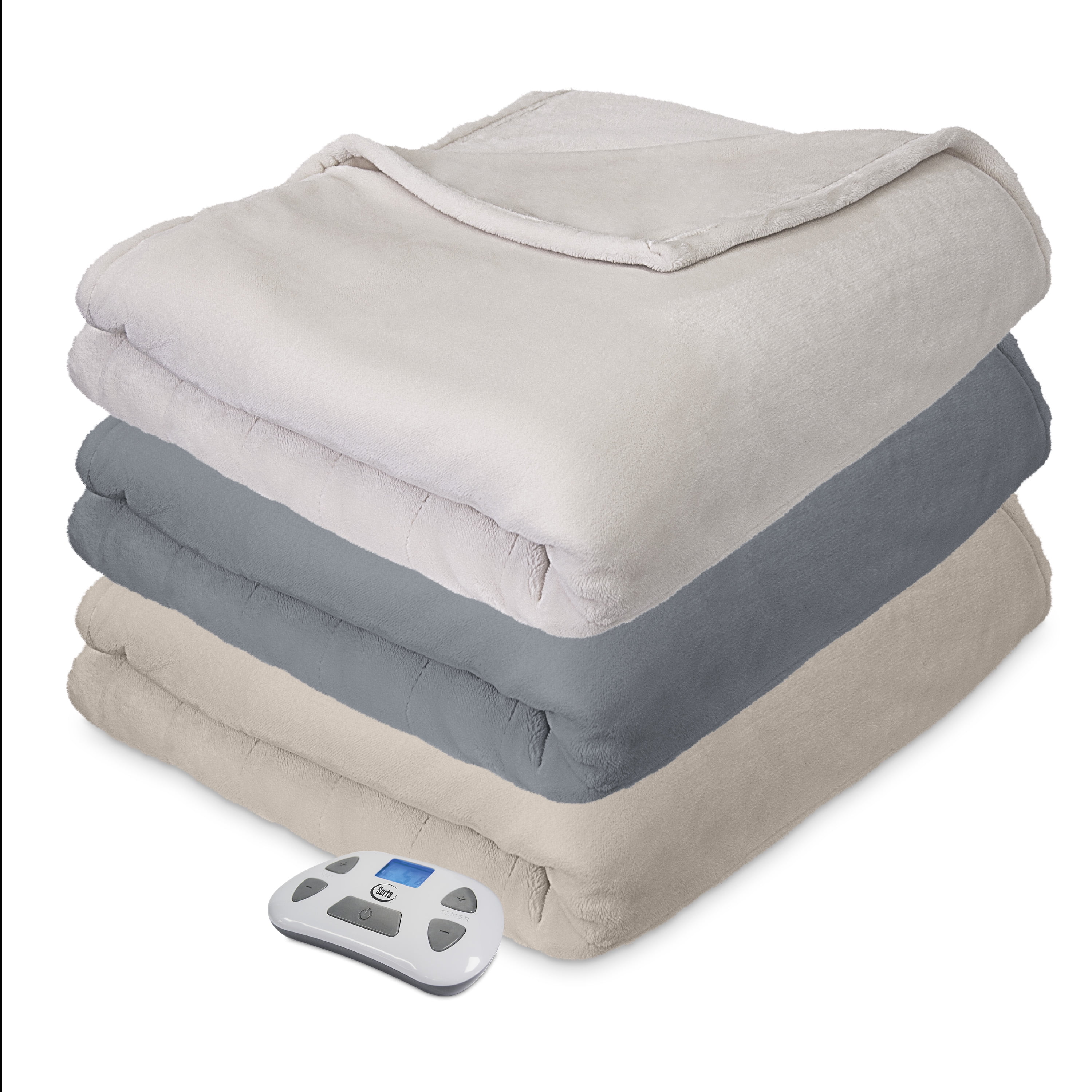 Serta Comfort Plush Electric Heated Blanket with programable digital  controller, Twin, Off-White - Walmart.com