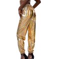 thumbnail image 3 of Pantalones de cintura alta para mujer, ropa informal de verano, pantalones metálicos, 3 of 3