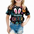 thumbnail image 4 of mgoYE Girl Tshirts Girl Tshirt Size 7-8 Toddler Boys Girls Cute Bunny Short Sleeve Crew Neck Shirt Top Kids Easter Outfits(Black,4-5 Years), 4 of 6