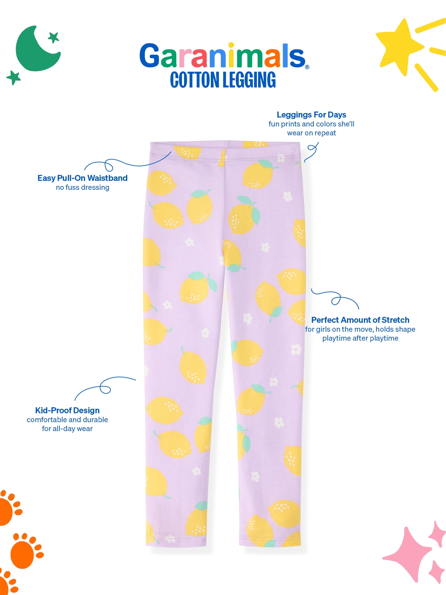 Garanimals Newborn, Baby & Toddler Girl Cotton Pull-on Leggings, Sizes 0M–6T, Single & 3-pack