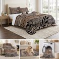 thumbnail image 6 of Quilts Queen Size, Brown Black Botanical Soft Comforter Bedding Set for Bed, Farmhouse Vintage Shabby Leaves Lightweight Quilted Bedspread with Pillow Cover(2 Pieces) for All Season, 90x96 Inch, 6 of 9