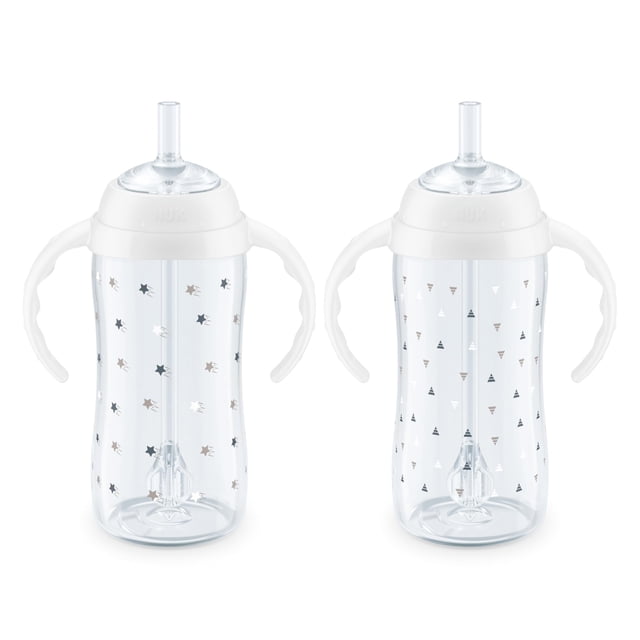 Vaso para Beber NUK con Pajilla para Aprender 10oz Paquete de 2 para Niños Pequeños