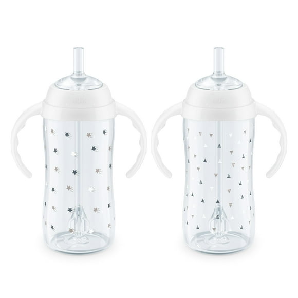 Vaso para Beber NUK con Pajilla para Aprender 10oz Paquete de 2 para Niños Pequeños