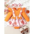 thumbnail image 2 of FEORJGP Toddler Baby Girls One-piece Romper Dress 0 3M 6M 9M 12M 18M Infant Long Sleeve Jumpsuits Butterfly/Pumpkin/Flower Print Crew Neck Bodysuits a Little Girl Fashion Cute Casual Clothes, 2 of 8