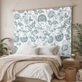 thumbnail image 3 of Boho Teal Green Floral Tapestry for Bedroom Wall Hanging Tapestry, Vintage Farmhouse Paisley Leaf Ceiling Backdrop Tapestries Poster Blanket Wall Decor for Teens Room Living Room Dorm 51" x 59", 3 of 8