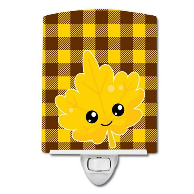 Carolines Treasures BB7110CNL Fall Leaf on Gingham Ceramic Night Light