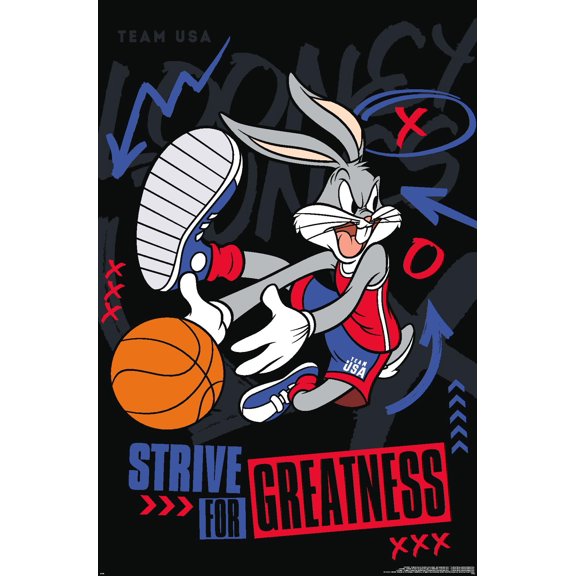 Looney Tunes x Team USA - Strive For Greatness Wall Poster, 22.375" x 34"