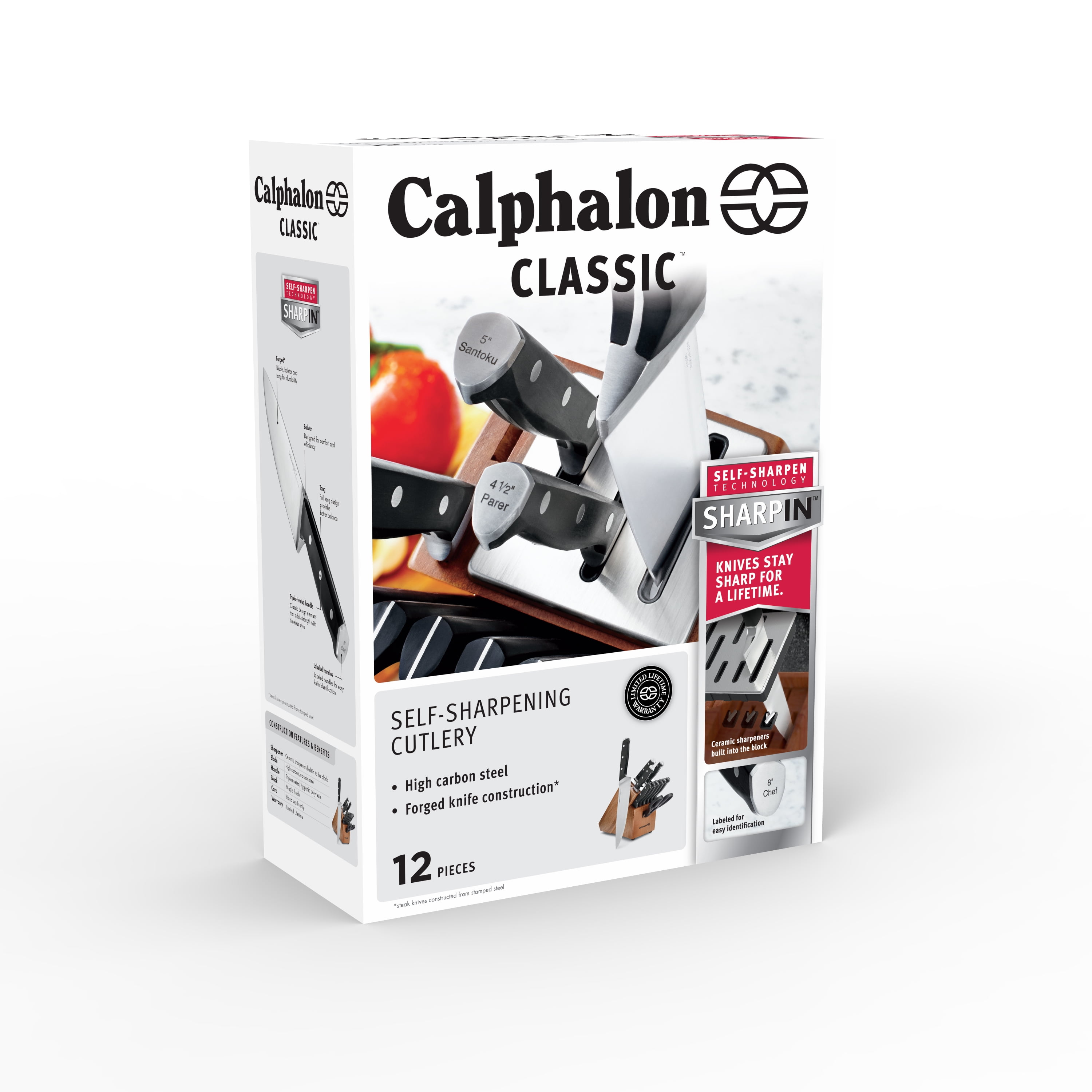 Calphalon Classic 15-Piece Self-Sharpening Stainless Steel Cutlery Knife  and Block Set with Sharp in Technology 2017942 - The Home Depot