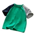 thumbnail image 2 of Spazoro Toddler Girls T-shirts, Summer Casual Crewneck Color Block Patching Short Sleeve Tops Green Size 1-13T, 2 of 3