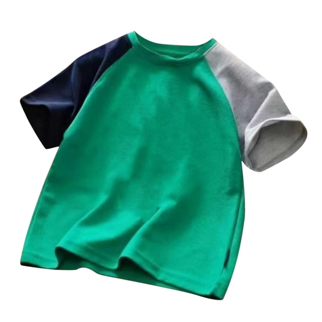 Zpanxa Toddler Girl T Shirts Summer Boys Loose Color Matching Short Sleeve Tee With Polyester Spandex 2 Years