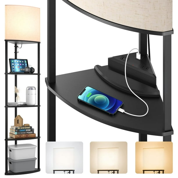 Lámpara de pie de esquina addlon de 5 niveles con LED USB tipo C y 3CCT