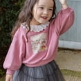 thumbnail image 2 of Sudaderas con capucha para niña de 2 a 8 años, sudadera bonita con solapa de encaje para niña, jersey de oso de dibujos animados, camisas, ropa de otoño para chico, 2 of 6