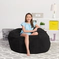 thumbnail image 2 of Chill Sack Bean Bag Chair, Faux Rabbit Fur with Memory Foam Fill, 4 ft, Black, 2 of 2