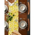 thumbnail image 2 of ERUNPONLY Summer Lemon Table Runner - 108 Inch Long Modern Oil Painting Yellow Fruits Cotton and Linen Blended Dress Scarves Farmhouse Table Runner for Kitchen Dining, Coffee Table, 13" x 108", 2 of 8