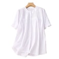 thumbnail image 2 of AherBiu Womens Button down Shirts Cotton Linen Dressy Casual Blouse Short Sleeve Summer Tops for Women, 2 of 5