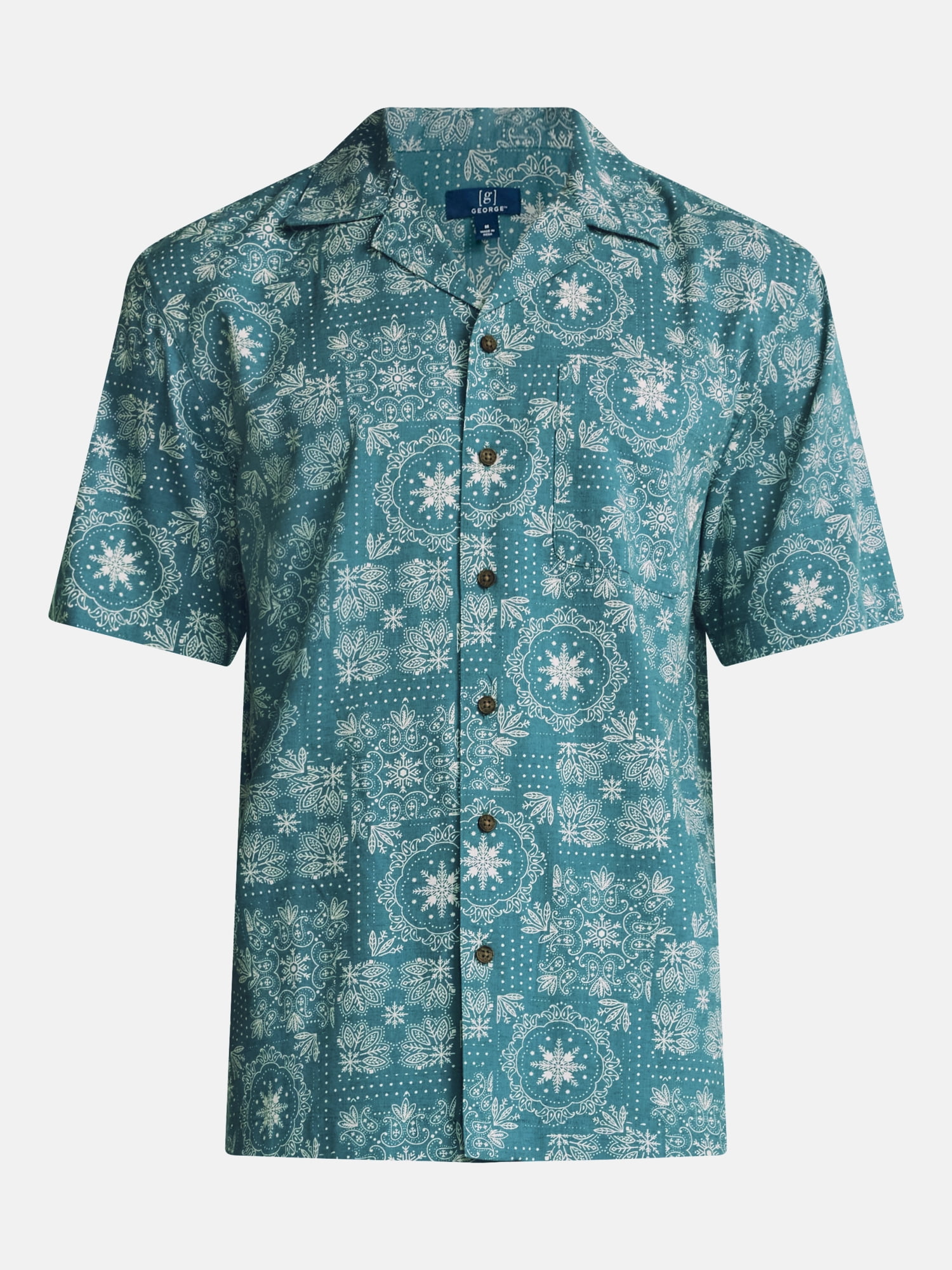 George Men's Linen Blend Holiday Camp Shirt, Sizes XS-3XL, LT-4XLT, 2XB-6XB