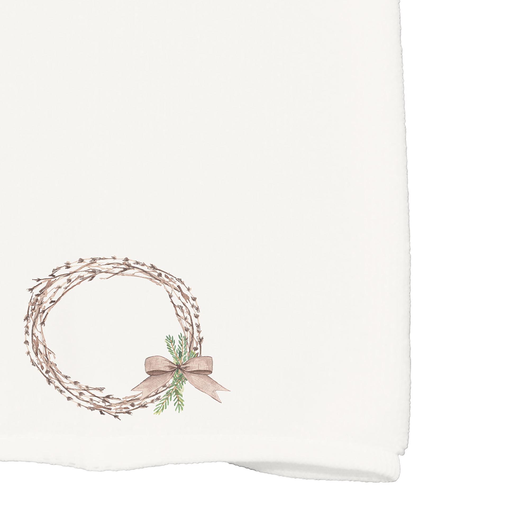 Sprig of Green 16 x 25 Inch Off White Holiday Print Kitchen Towel