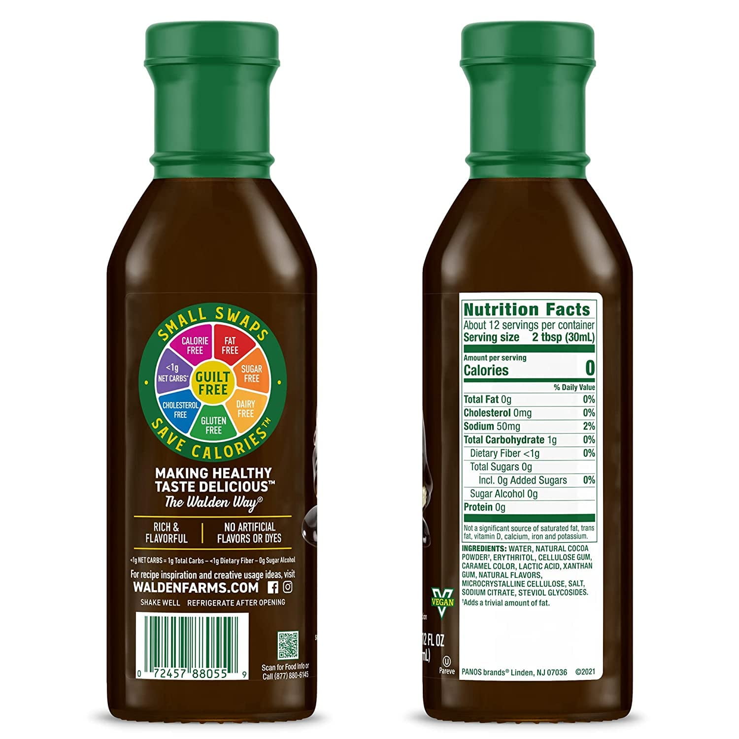 Walden Farms Chocolate Syrup, 12 oz., 0g Net Carbs Keto Friendly, Non-Dairy, No Gluten, and Sugar Free, Sweet and Delicious Flavor for Pancakes, Waffles, French Toast, 6 Pack