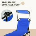 thumbnail image 4 of Outdoor Seating Outsunny Folding Chaise Lounge Pool Chairs, Outdoor Sun Tanning Chairs with Canopy Shade, Reclining Back, Steel Frame and Side Pocket for Beach, Yard, Patio, Blue,Garden Seating, 4 of 10