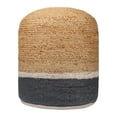 thumbnail image 2 of Ox Bay Julian Round Natural/Gray Striped Indoor Pouf Ottoman, 18"H x 18"W, 2 of 7