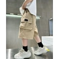 thumbnail image 4 of WERYOUNG Boys Girls Cargo Shorts Summer Casual Elastic Waist Baggy Stretch Straight Wide Leg Shorts With Pockets Toddler Comfort Dungarees Shorts,Khaki,13-14 Years, 4 of 5