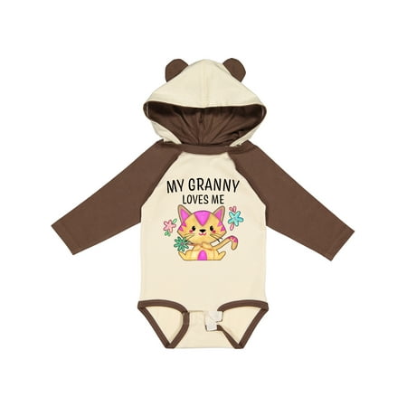 

Inktastic My Granny Loves Me with Cute Kitten and Flowers Boys or Girls Long Sleeve Baby Bodysuit