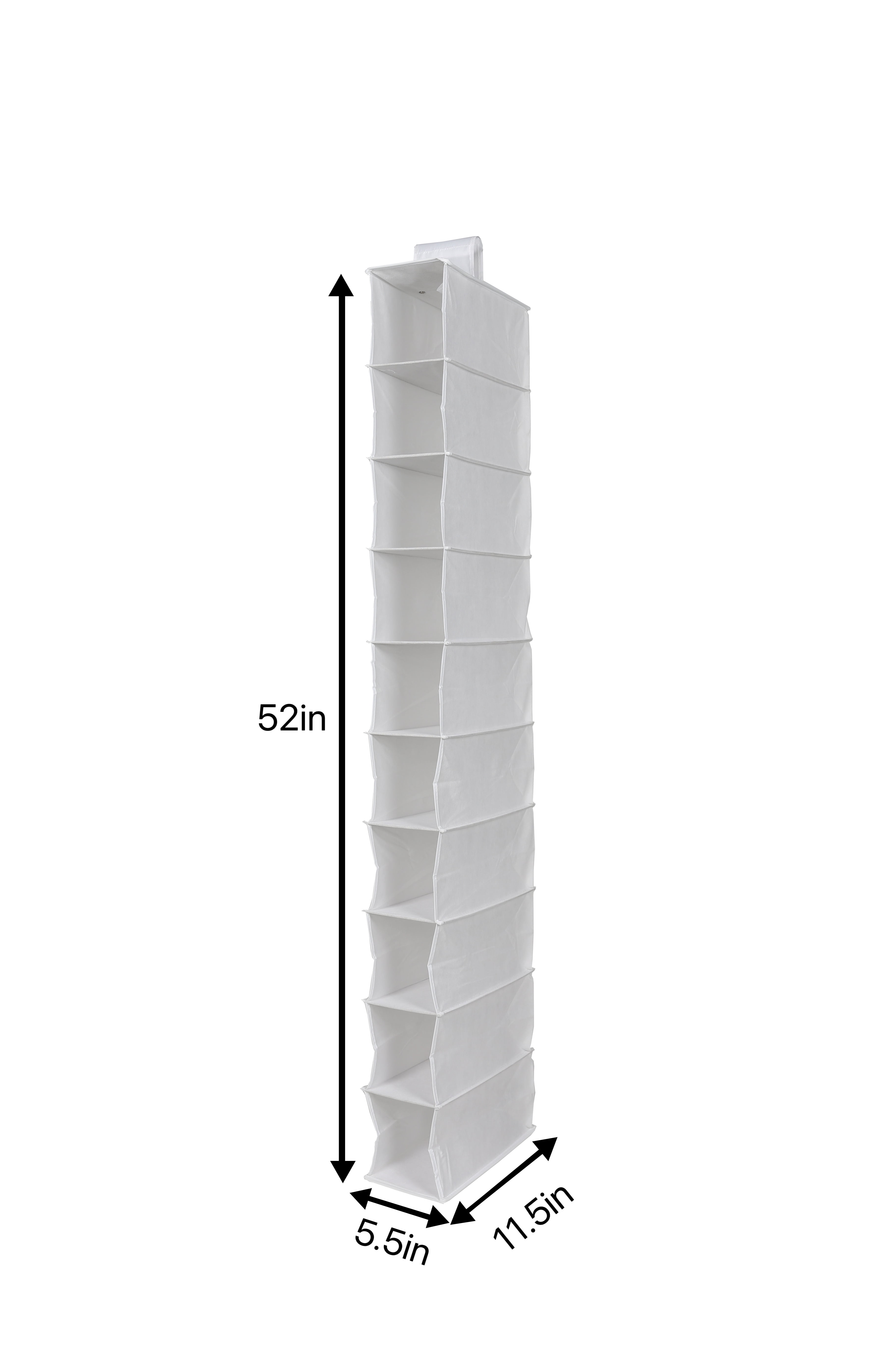 (3 pack) Mainstays 10 Shelf Hanging Closet Storage Shoe Organizer for Shoes, Non Woven, Arctic White