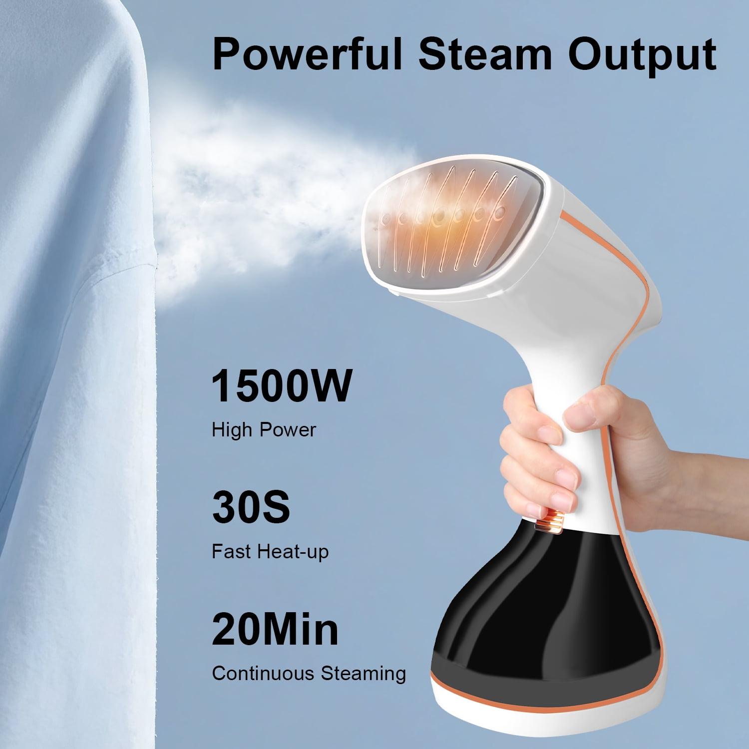 Steamer for Clothes, 1500W Fast Heat-up Clothes Steamer Handheld Garment Steamer with 3 Steam Settings, 320ml Water Tank with Cord, Portable Travel Steam Iron for Removes Wrinkle Safe on All Fabric