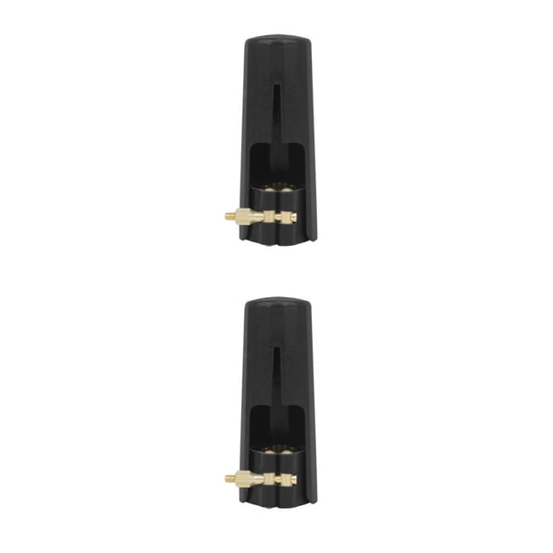 Greeniant Boquilla de saxofón de ligadura de cuero, tapa de clarinete, superficie lisa, hebilla sin rebabas, suministros para instrumentos, Alto 2piezas