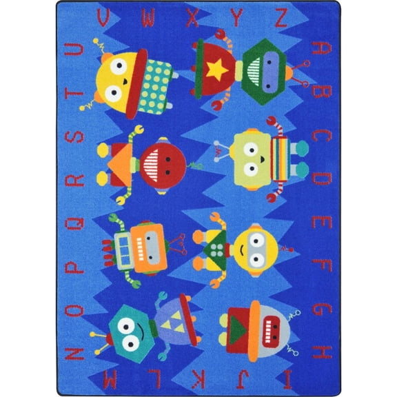 Joy Carpets Kid Essentials Alphabet Bots 7'8" x 10'9" Area Rug in Color Multi