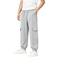 thumbnail image 2 of ZOYOEN Boys Cargo Sweatpants with Pockets- Elastic Waist Baggy Straight Leg Casual Kids Jogger Pants Gray Size 7-8Years, 2 of 6