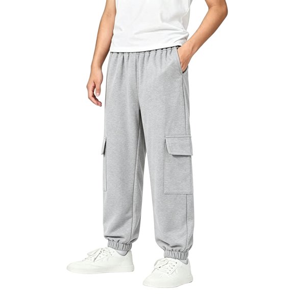 LckLvx Boys Cargo Pants Elastic Waist Jogger Pants with Multi Pockets School Daily Sweatpants