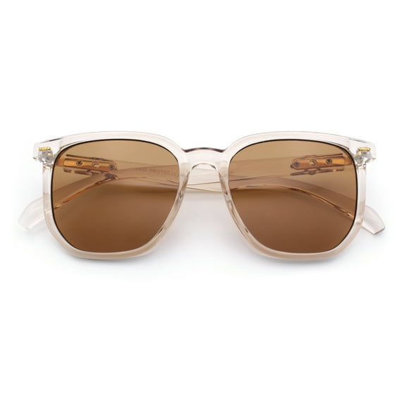 Gentlemanly Fancy Metal Hinge Oversized Thin Plastic Horn Rim Sunglasses Peach - Brown