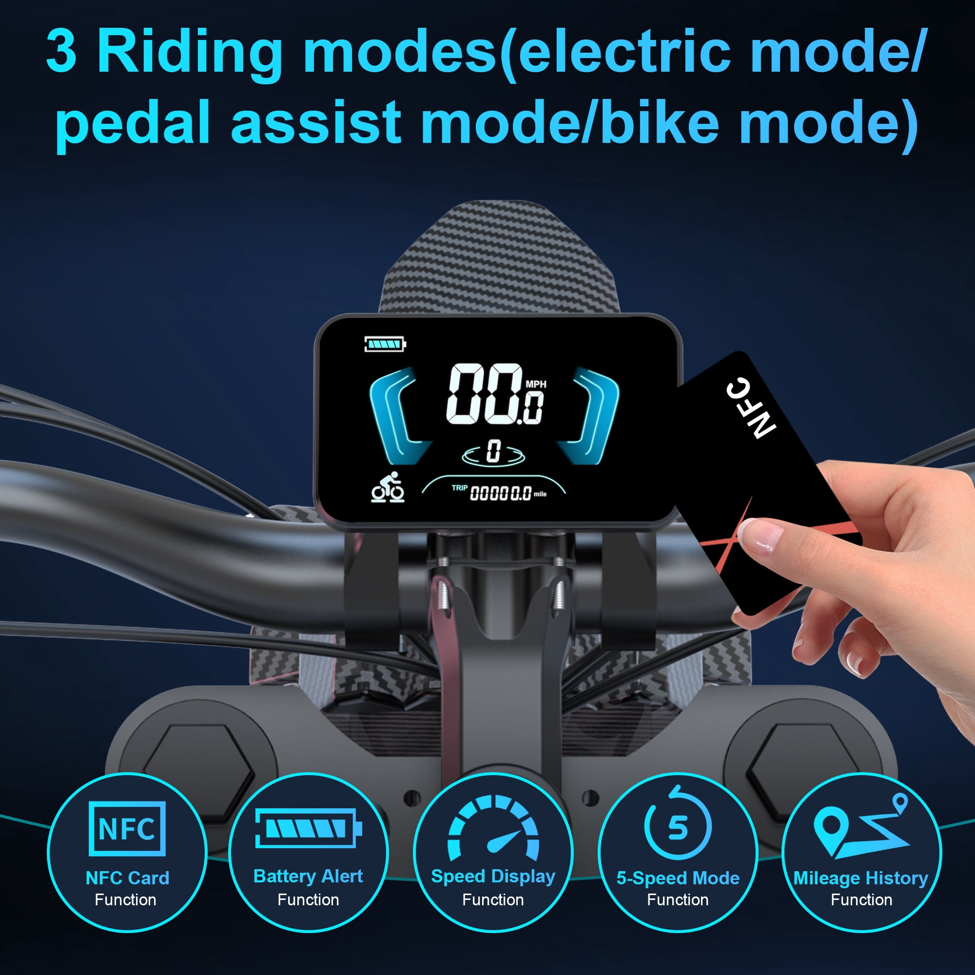 Moveloop Electric Bikes for Adults, 3000W Peak 35MPH Dirt Ebike, 48V 32AH Battery, 19" Off-Road Tire Electric Mountain Bike, UL2849, NFC Unlock