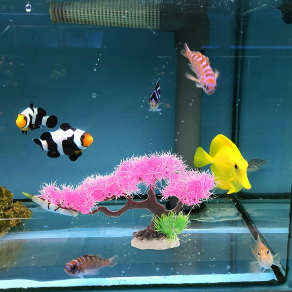 GOOHOCHY Simulation Plants Fish Tree Landscaping Pine Decoration Simulated Terrarium Plants Aquarium Decor