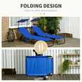 thumbnail image 3 of Outdoor Seating Outsunny Folding Chaise Lounge Pool Chairs, Outdoor Sun Tanning Chairs with Canopy Shade, Reclining Back, Steel Frame and Side Pocket for Beach, Yard, Patio, Blue,Garden Seating, 3 of 10