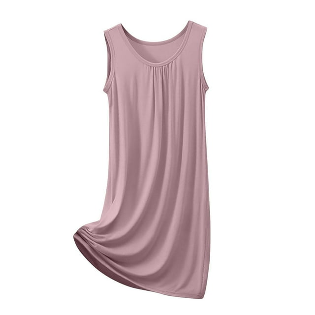 Huaizzzy Chemise de Nuit d'Été pour Femmes Chemise de Nuit Confortable Col Rond Sans Manches Robe de Maison Vêtements de Détente Basiques pour Femmes Chemises de Nuit pour Femmes Chemise de Nuit Manches Courtes Bouton