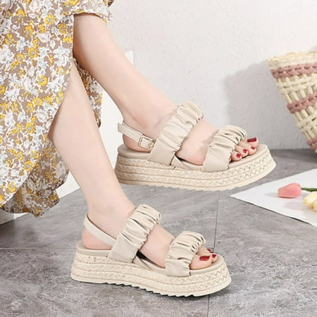 

Cathalem Platform Sandals for Women Size 9 New Summer Women Platform Sandals Fashion Outside T Strap Sandals Womens Size 12 Beige 8