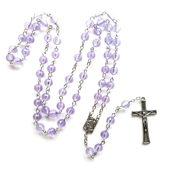 TIERPOP Catholic Virgin-Mary Religious Prayer Rosary Necklace Long Crystal Bead Chains